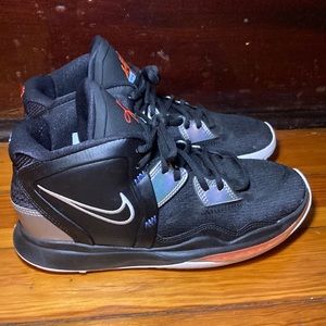 Nike Kyrie basket ball shoes black silver blue and orange